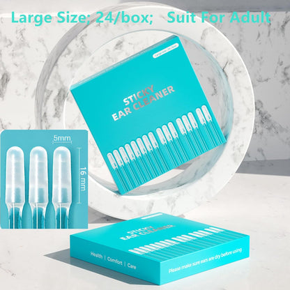24 PCS Sticky Ear Wax Removal Kit, Disposable Adhesive Ear Cleaner with Dust Cover