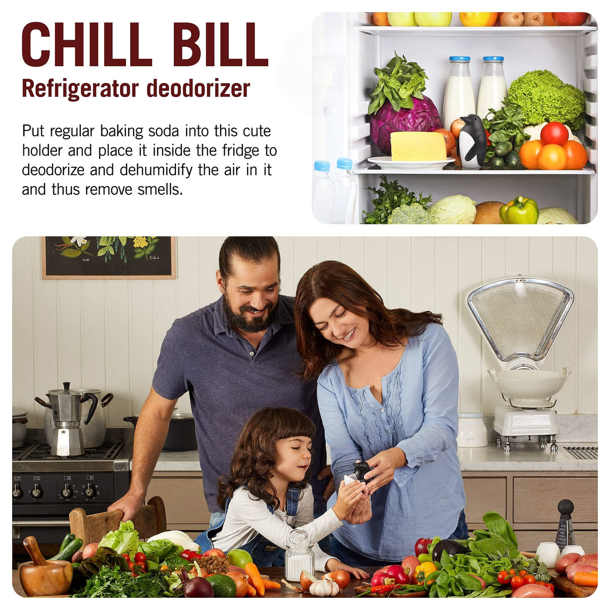 Chill Bill Refrigerator Deodorizer, Baking Soda Container, Baking Soda Fridge, Baking Soda Fridge Deodorizer, Cute Gifts, Kitchen Gadgets